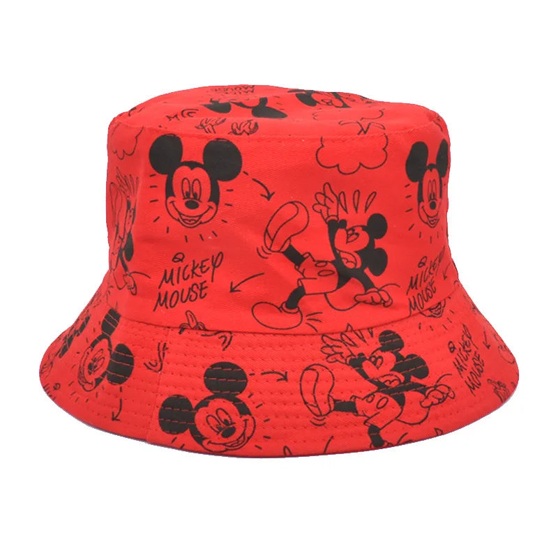 Disney Mickey Mouse Hat Anime Double-sided Printing Cotton Cap Fisherman Caps for Boys Girls Women Fashion Travel Visor Cap