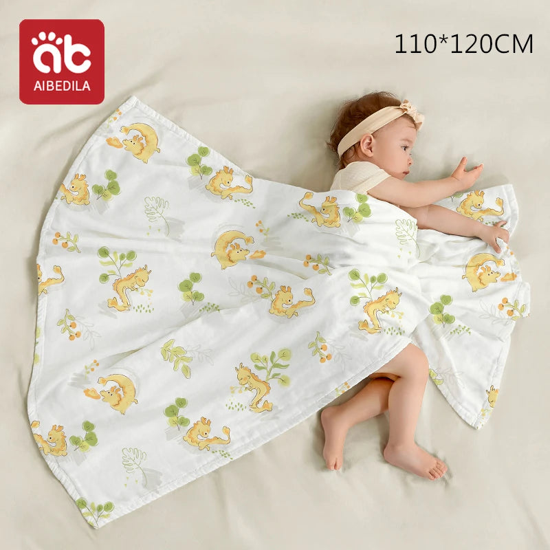 AIBEDILA Knitted Double-layer Banket Muslin Swaddles Wrap Burpy Towel Scarf Bibs Baby Blankets Newborn Diape