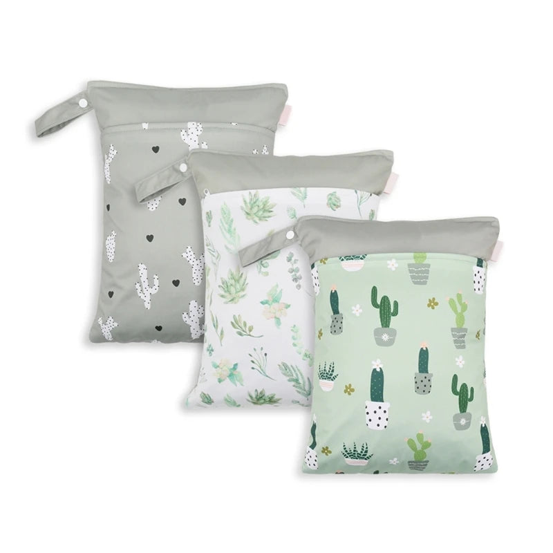 B2EB Infant Diaper Bag Print Dry Wet Bag for Diaper Nappies Organize Waterproof Zipper Bag Baby Stroller Diaper Storage Bag