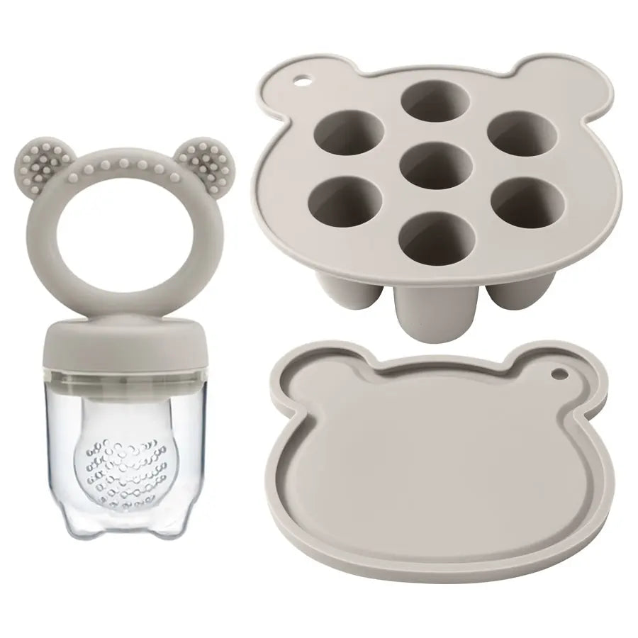 Cute Baby Fruit and Vegetable Teether Toy Food Supplement Bite Le Silicone Baby Feeding Tableware Ice Cream Mold Baby Stuff