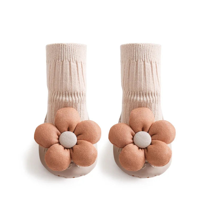 Flower Baby Girls Socks Antumn Floor Hose Footwear Toddler Shoes Soft Anti-Slip Sokken Newborn Accessories Cute Safe Cotton Sox