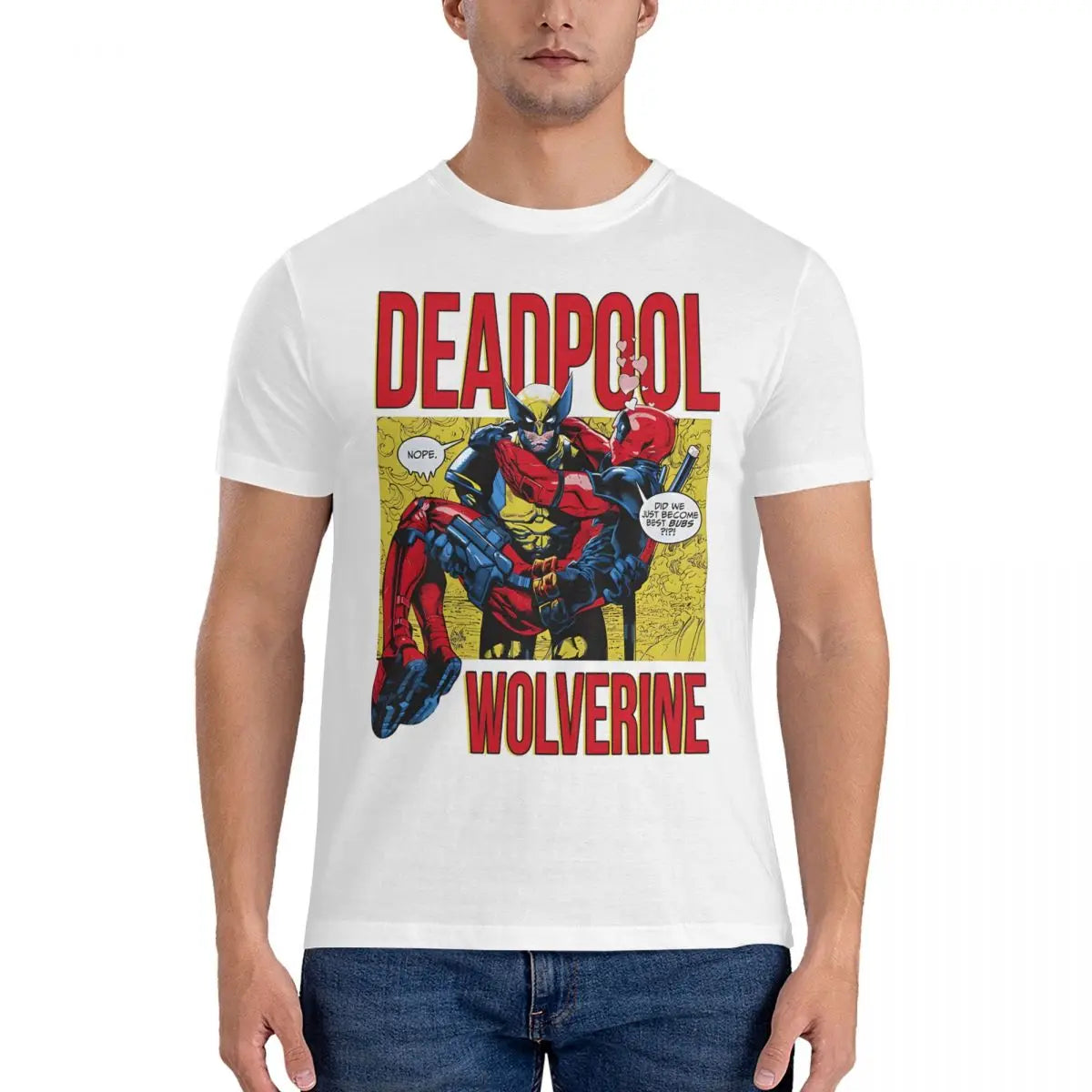 Besties Men's T Shirt Marvel X-man Deadpool & Wolverine Awesome Tees Short Sleeve Crew Neck T-Shirt Cotton Gift Idea Clothing
