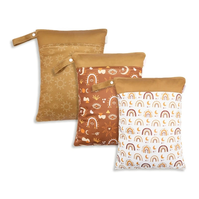 B2EB Infant Diaper Bag Print Dry Wet Bag for Diaper Nappies Organize Waterproof Zipper Bag Baby Stroller Diaper Storage Bag