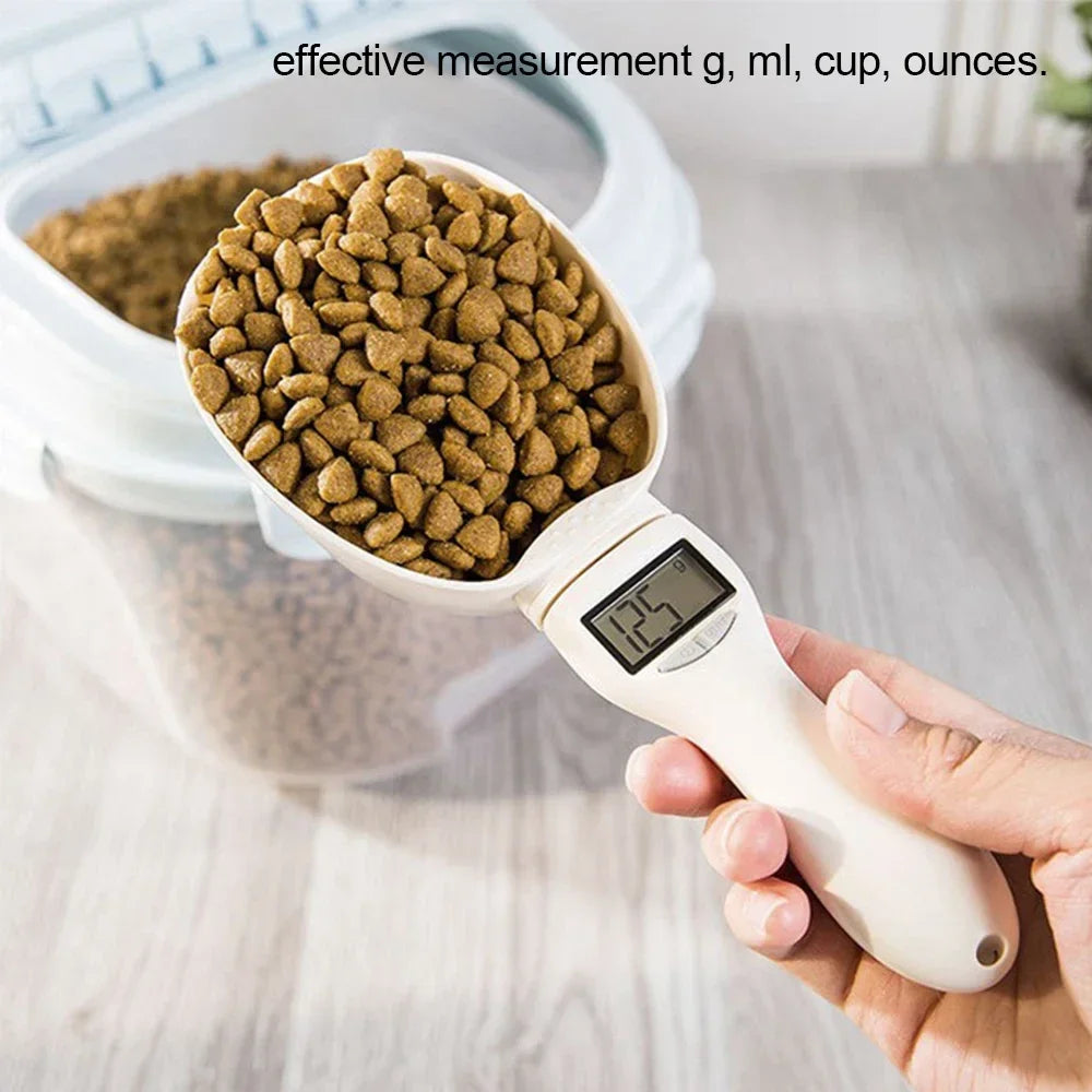 Digital Scale with LED Display for Pet Food, Measuring Scoop for Dog and Cat Food, Measuring Cup for Kitchen