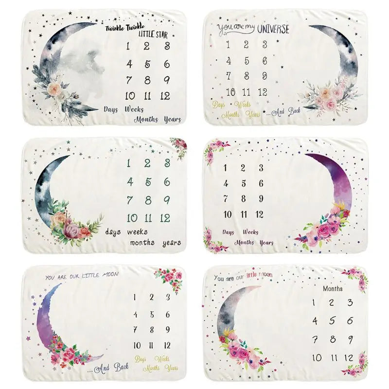 Baby Monthly Record Growth Milestone Blanket Newborn Photography Props Children Photo for Creative Moon Flower Background Cloth