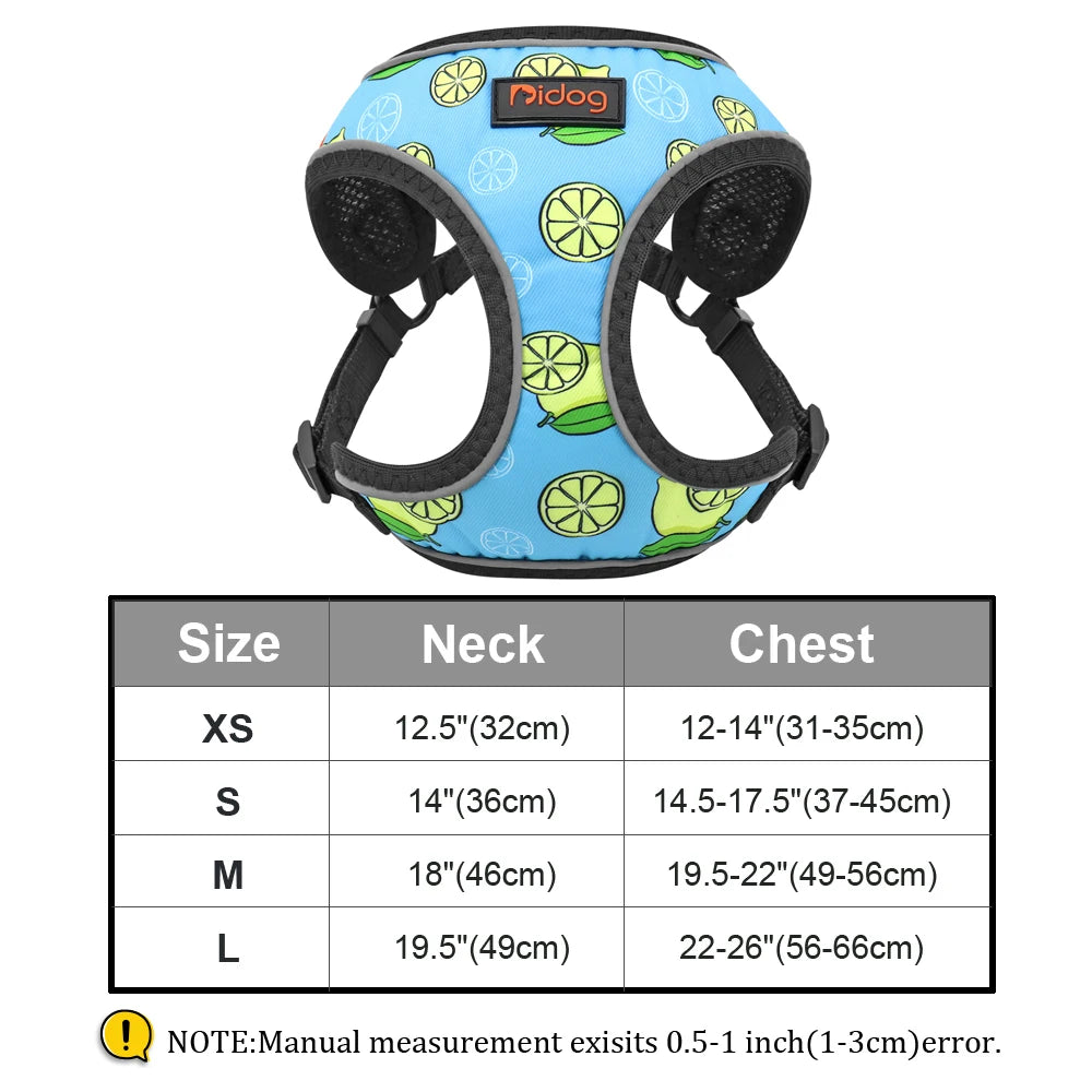 Fashion Printed Nylon Dog Harness Reflective French Bulldog Pug Harness Dog Vest For Small Medium Dogs Cats Walking Training