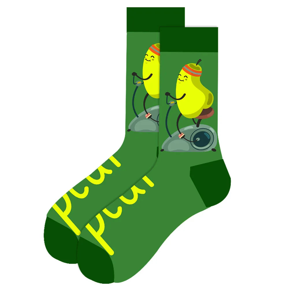 Streetwear Big Sieze Funny Socks Men with Cartoon Animals and Fruits Hip Hop Men's Socks Cotton Gifts for Men 2601