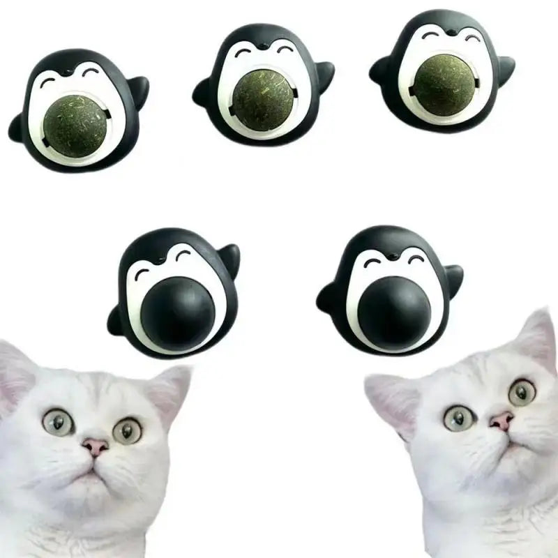 Catnip Balls Cat Mint Toy Grinding Teeth Mint Ball Edible Safety Healthy Snack Rotatable Wall Stick-on Toys for Pet Supplies