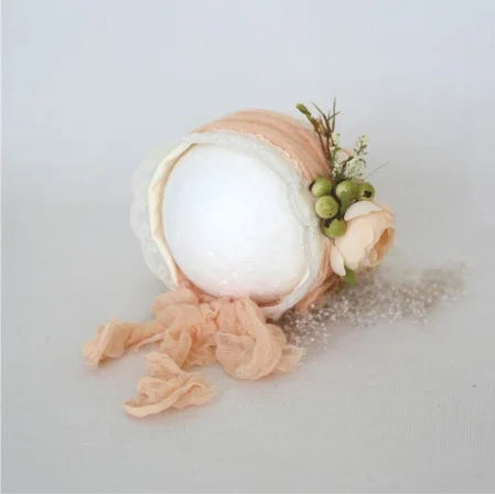 Vintage Newborn Floral Bonnet Baby girl Hat For Photography Knitted Newborn Garden Flower Bonnet For Photo Shoot Props