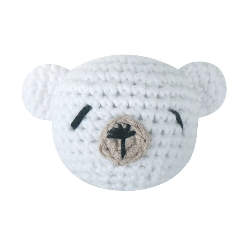 Handmade Crochet Bear Animal elephant Head Knitting Beads DIY Baby Pacifier Chain Chewable Accessories Newborn Teether Toy