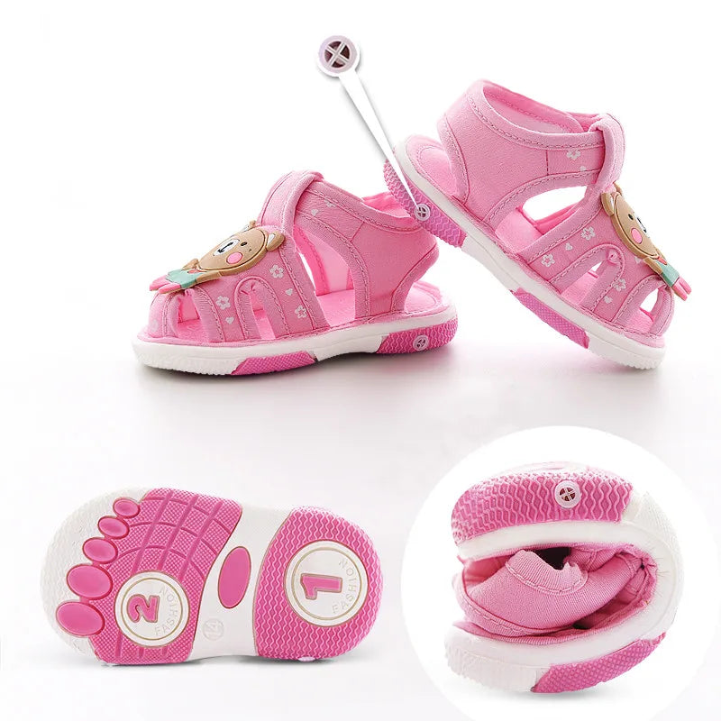 Baby Cartoon Shoes for 0-3 Years Old Bibi Sound Toddler Sandals First Walker Spring Autumn Soft Sole Slippers Infant Supplies