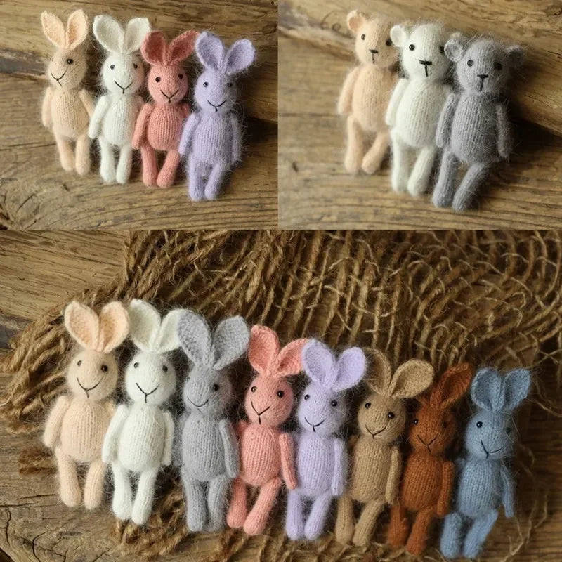 Newborn Photography Props Handmade Dolls Knitted Rabbit Bear Baby Photography Studio Accessoires