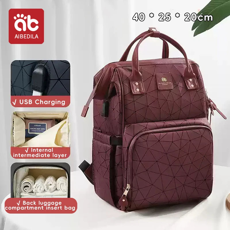 AIBEDILA Mommy Bag Waterproof Large Capacity Fashionable and High Quality Supplies Supplies for Pregnant Women Babies Backpacks
