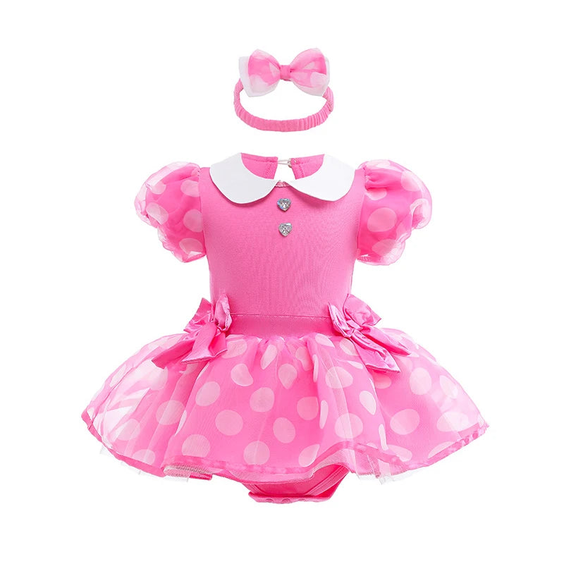 Fancy Fairy Baby Romper Elsa Ariel Belle Rapunzel Princess Costume 1 Year Birthday Tutu Dress Lace Headband Christening Baptism
