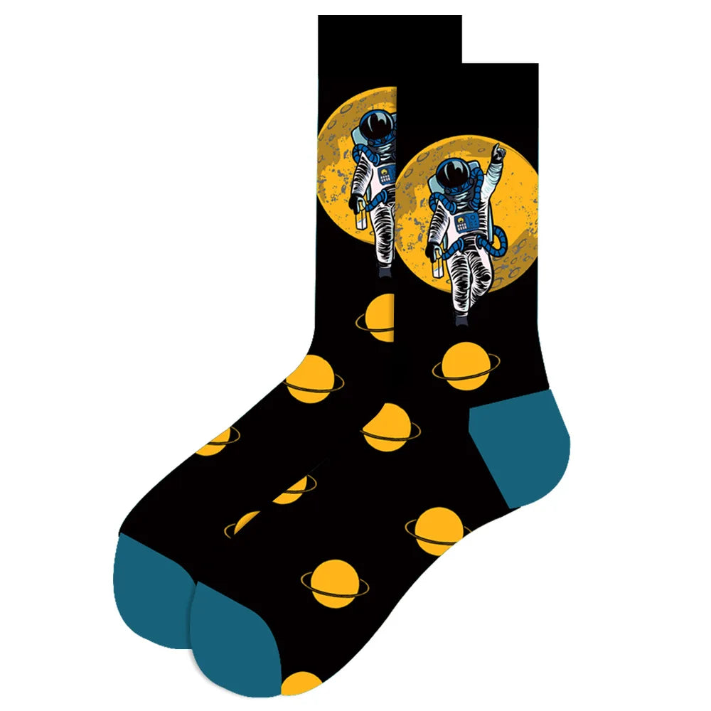 Streetwear Big Sieze Funny Socks Men with Cartoon Animals and Fruits Hip Hop Men's Socks Cotton Gifts for Men 2601