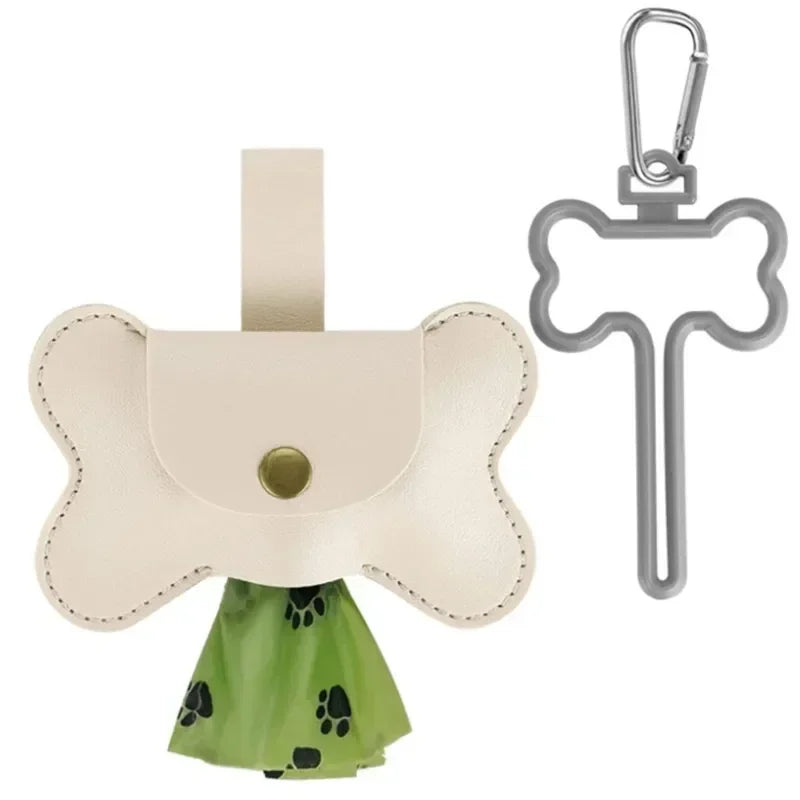 Dog Poop Pickup Bag Dispenser with Leash Clip Pet Waste Bag Dispenser for Dog Pooper Pet Outdoor PoopBag Leathers Holder
