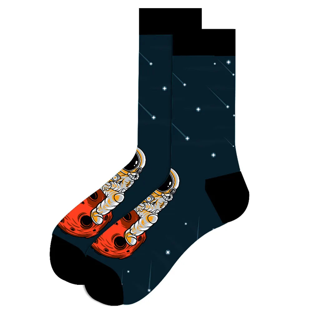 Streetwear Big Sieze Funny Socks Men with Cartoon Animals and Fruits Hip Hop Men's Socks Cotton Gifts for Men 2601