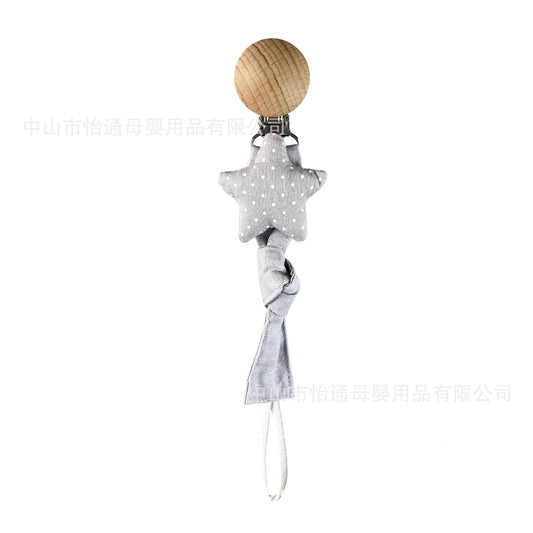Infant Newborn Cotton Wooden Pacifier Chain Holder for Pacifier Baby Pacifier Clip Nipple Soother Dummy Holder Attache Tetine