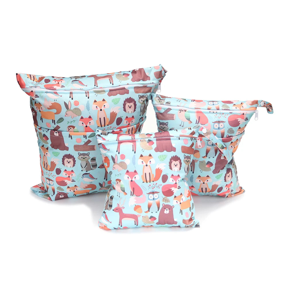 New 3 combinations Set wet bags 40*45CM 30*36cm 28*30cm cycle use washable baby diaper bags