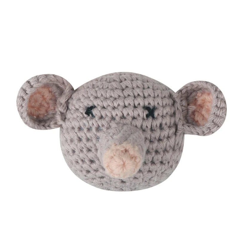 Handmade Crochet Bear Animal elephant Head Knitting Beads DIY Baby Pacifier Chain Chewable Accessories Newborn Teether Toy