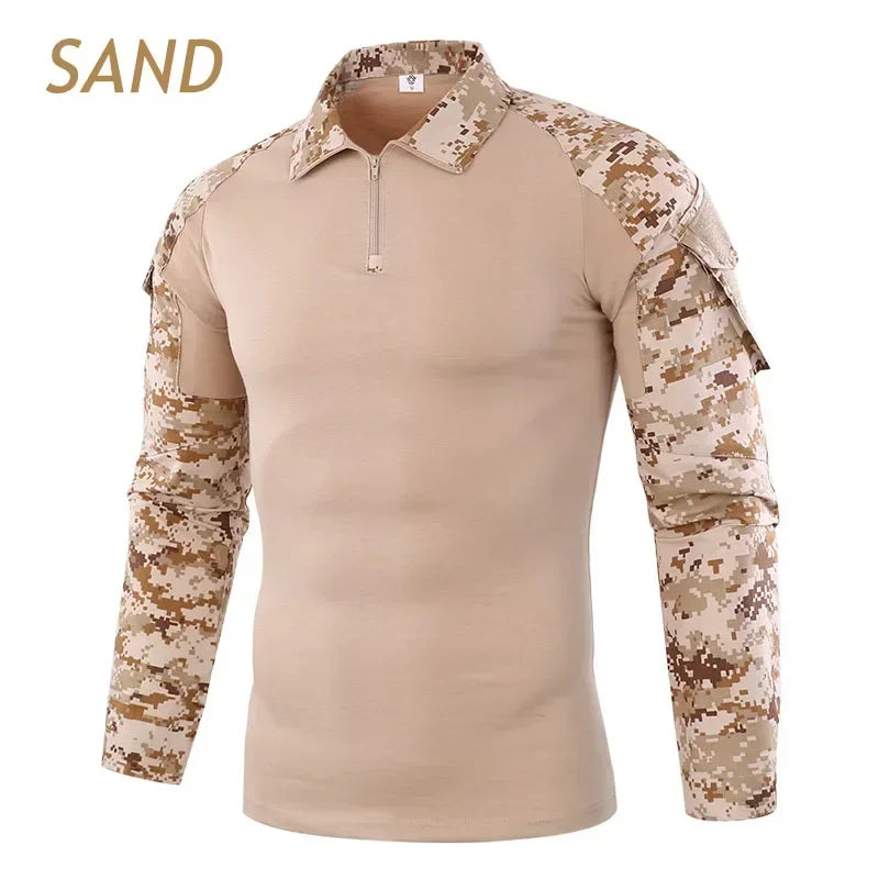Combat Uniform Shirt Camouflage US Asian Size S-3XL Cargo Sport Tops Airsoft Paintball Tactical T-Shirts Hiking