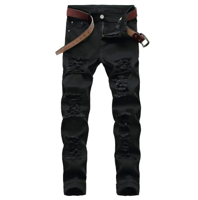 Plus Size Men's Jeans 3D Digital Print Stretch Denim Pants Blue Black White Trousers Men Fashion Slacks 28-34 36 38 40 42