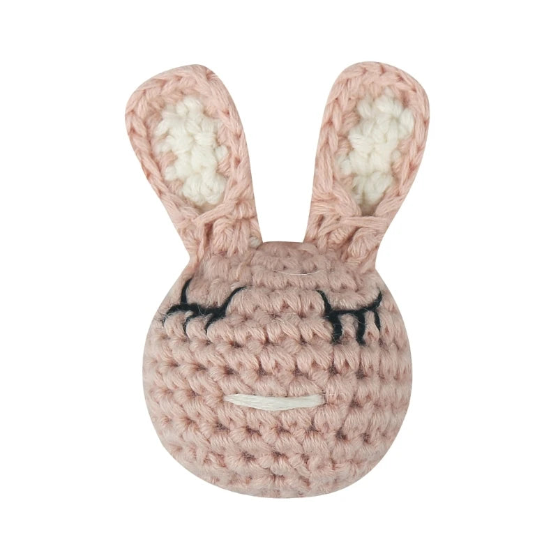 Handmade Crochet Bear Animal elephant Head Knitting Beads DIY Baby Pacifier Chain Chewable Accessories Newborn Teether Toy