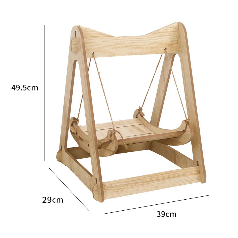 Hammock Bed for Pet Wooden Shaker Cat Supplies Small Pet Double-layer Anti-rollover Swing Hanging Nest Dog Cat's House Puppy