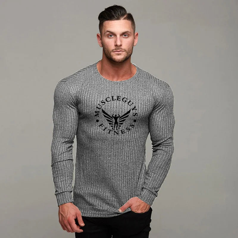 Muscleguys 2020 brand fashion thin men's pullover sweaters casual autumn fitness knitted sweater men masculino jersey clothes
