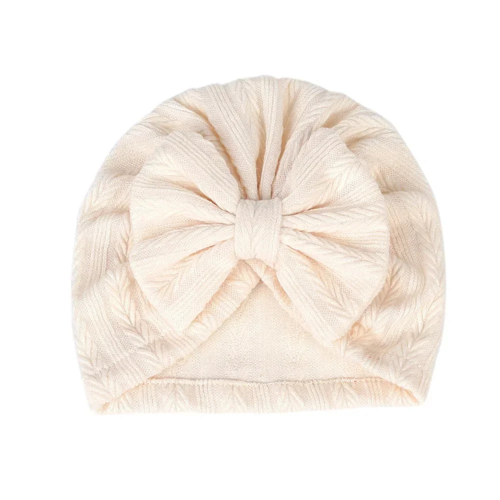 Cute Bow Baby Turban Hat Soft Elastic Kids Beanie Spring Summer Breathable Solid Color Baby Girl Bonnet Hats for Newborn Infant
