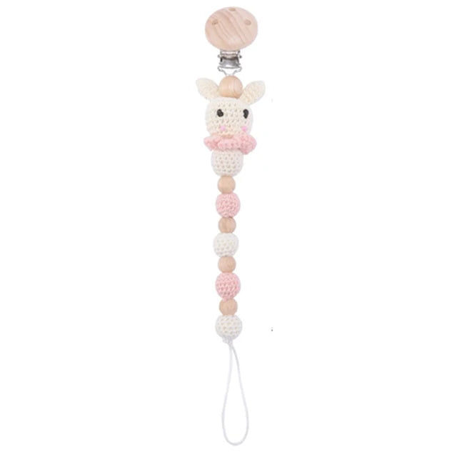 1pc Personalized Name Baby Pacifier Clips Chain Sunflower Wood Pacifier Clips Safe Teething Chain Soother Chew Toy Dummy Clips