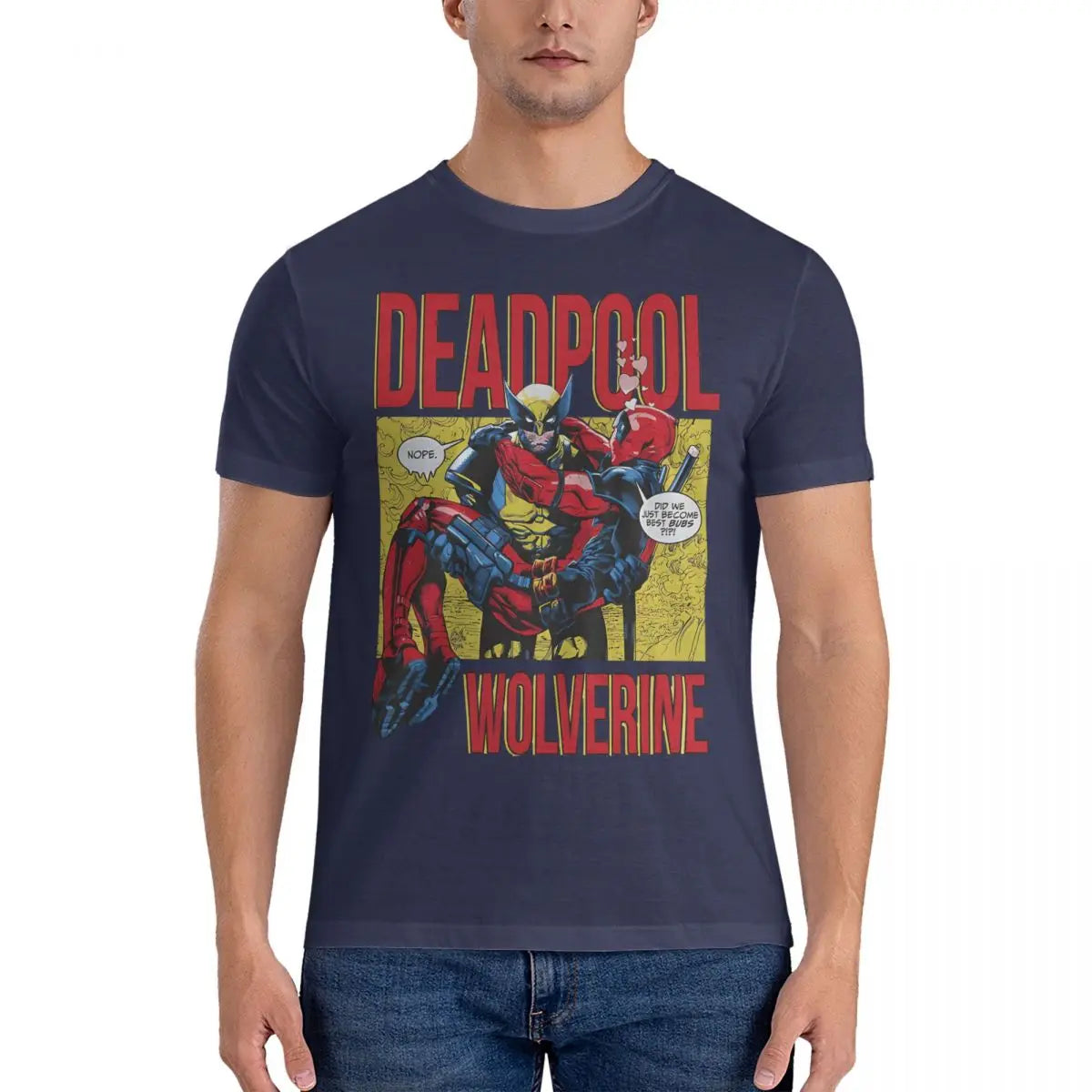 Besties Men's T Shirt Marvel X-man Deadpool & Wolverine Awesome Tees Short Sleeve Crew Neck T-Shirt Cotton Gift Idea Clothing