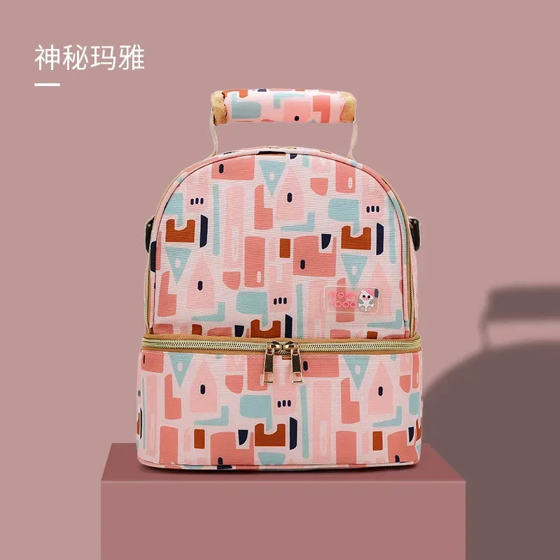 Thermal Insulation Bag Double-deck High-capacity Backpack Multifunction Diaper Bags Baby Bottle Outdoors Portable Mummy Bag