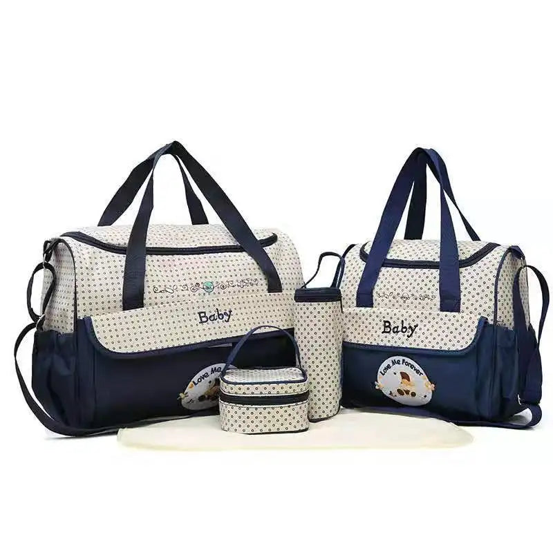 Cartoon Five-Piece Suit Mommy Bag Large-Capacity Wholesale Mom Bag Baby Outing Travel Handheld Crossbody Mother Baby Bag