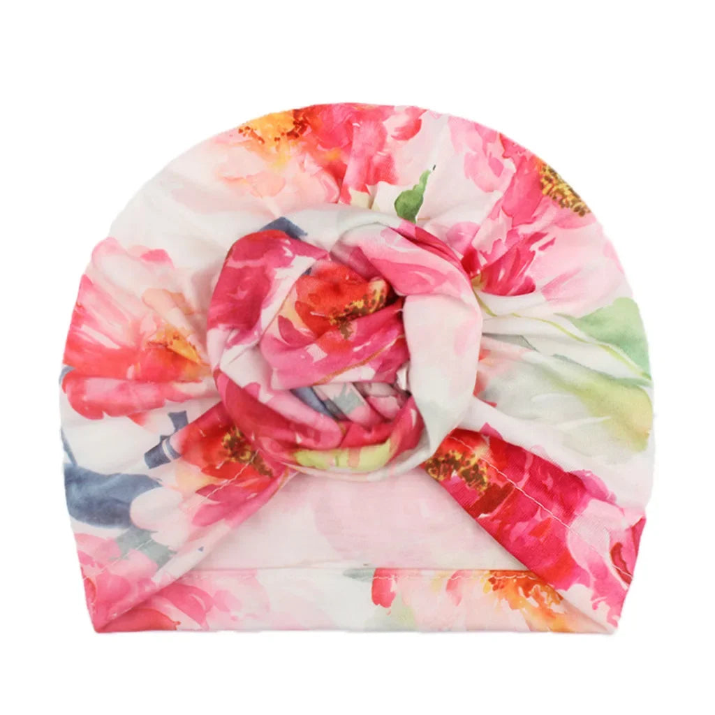 Cute 1PCS Knot Printed Flower Hedging Hat Newborn Infant Toddler Caps Turban Baby Girls Beanie Headwear Gifts Hair Accessories