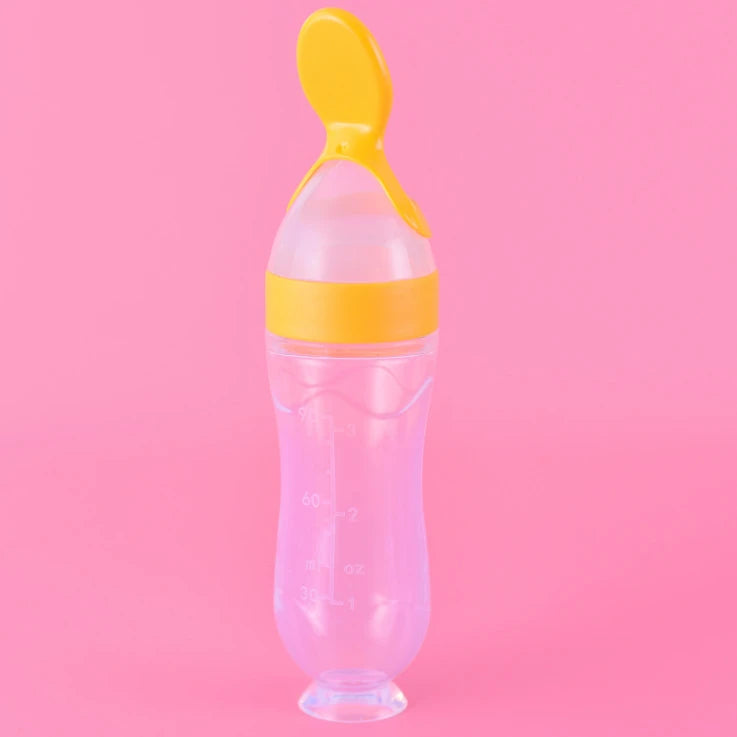 Baby Silicone Squeezing Feeding Bottle Newborn Baby Training Spoon Supplement Milk Feeder Safe Useful Tableware for Kids