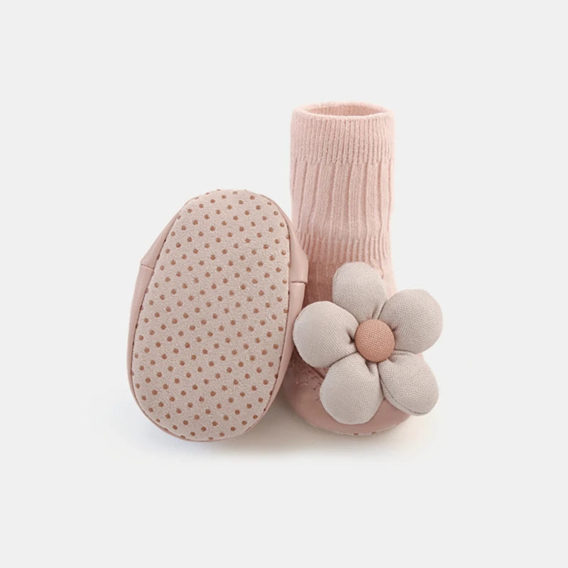 Flower Baby Girls Socks Antumn Floor Hose Footwear Toddler Shoes Soft Anti-Slip Sokken Newborn Accessories Cute Safe Cotton Sox