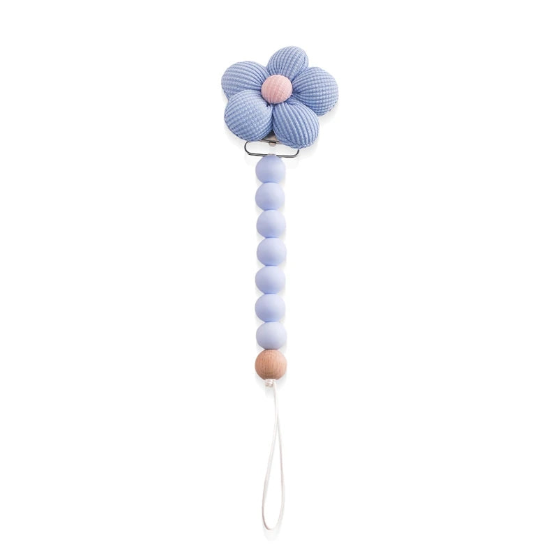 Baby Pacifier Chain Flower Shape Beech Wood Removable Clip For Handmade Baby Nipple Soother Chain Teething Toys Baby Accessories