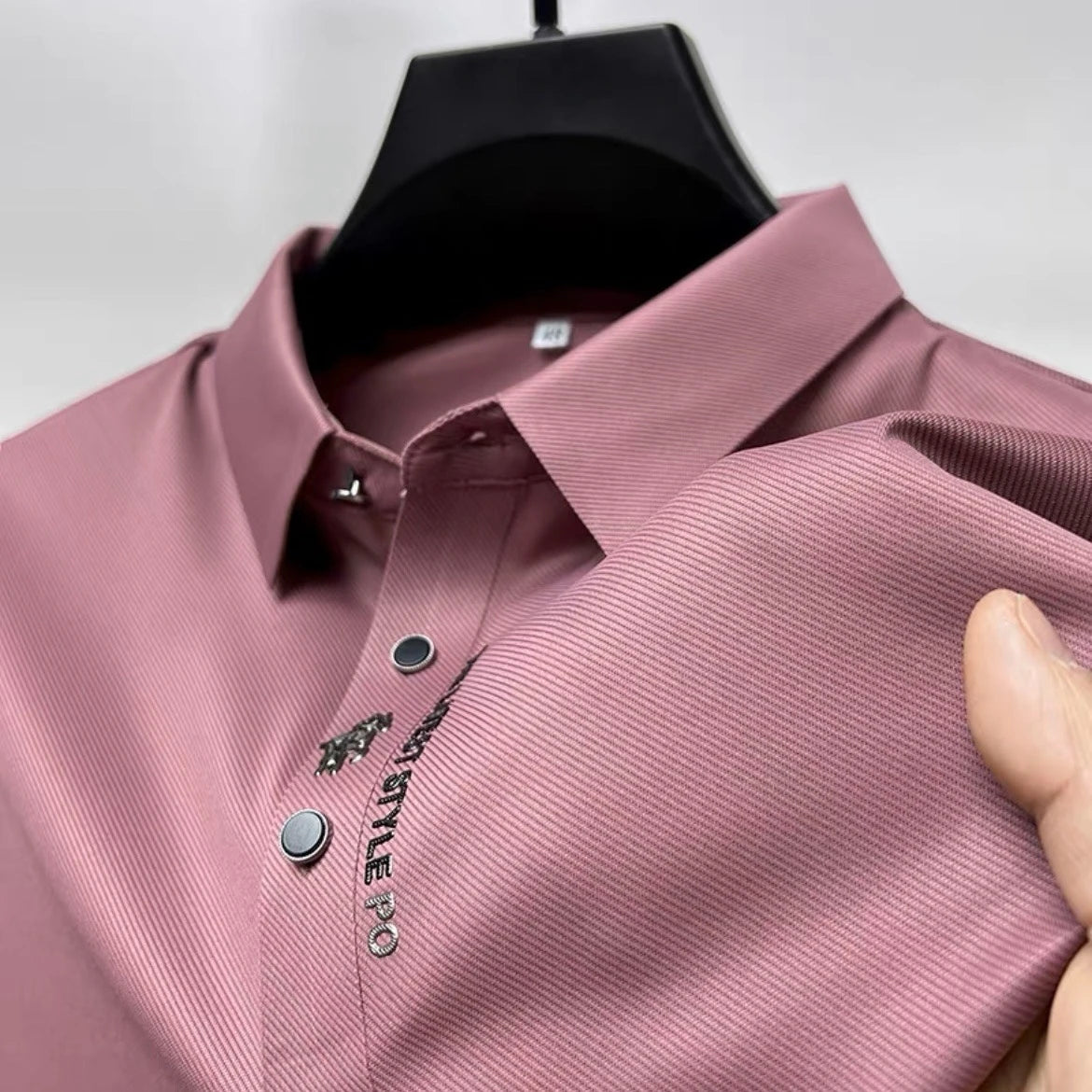 Ice Silk Embroidered Polo Shirt 2023 New Autumn/summer Polo Neck Elastic T-shirt Korean Fashion Short Sleeve Casual Men's Clothi