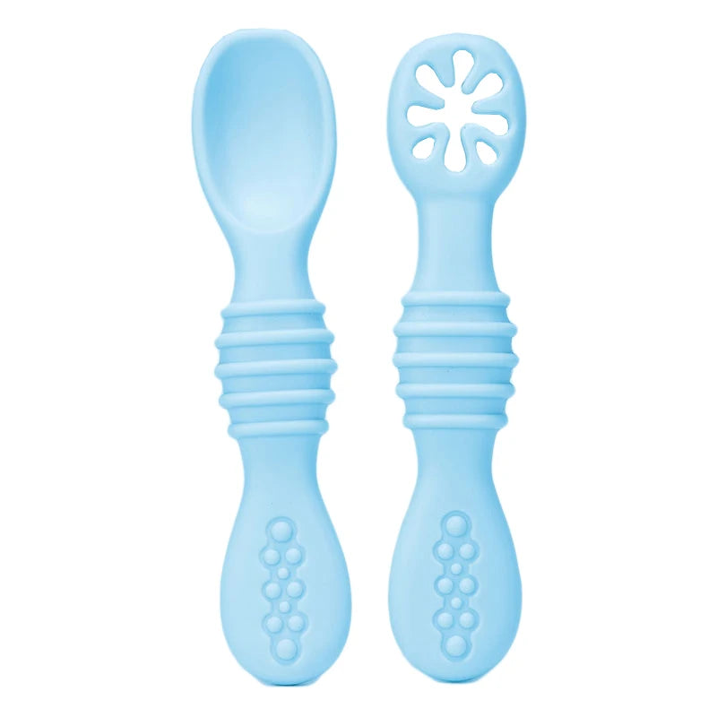 Baby Spoon Forks Set Food Grade Silicone Sticky Spoon Children Cutlery Training Spoon Kids Feeding Tableware Kitchen Accessories
