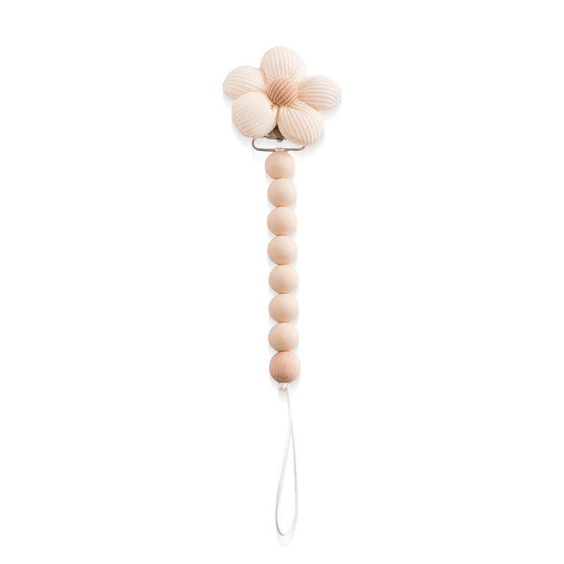Baby Pacifier Chain Flower Shape Beech Wood Removable Clip For Handmade Baby Nipple Soother Chain Teething Toys Baby Accessories