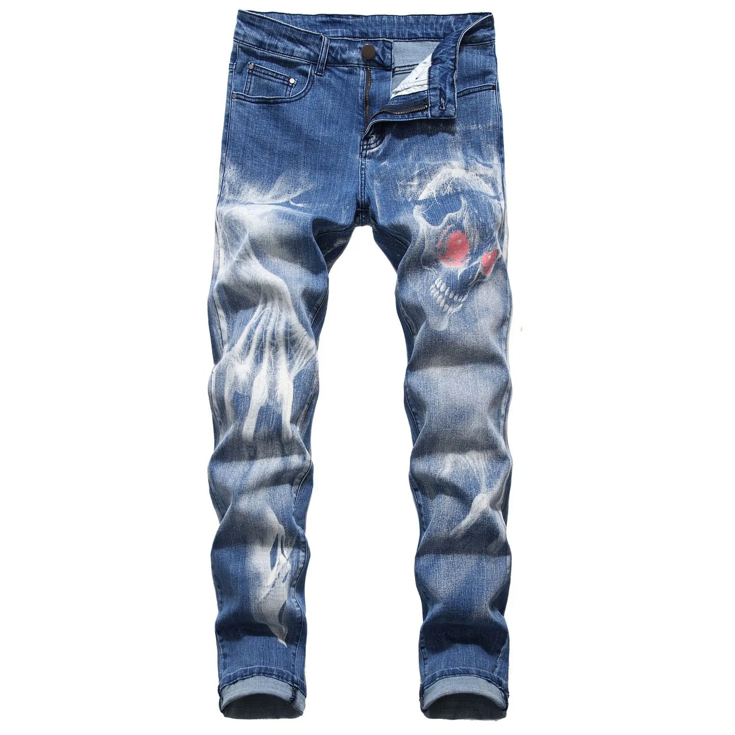 Plus Size Men's Jeans 3D Digital Print Stretch Denim Pants Blue Black White Trousers Men Fashion Slacks 28-34 36 38 40 42