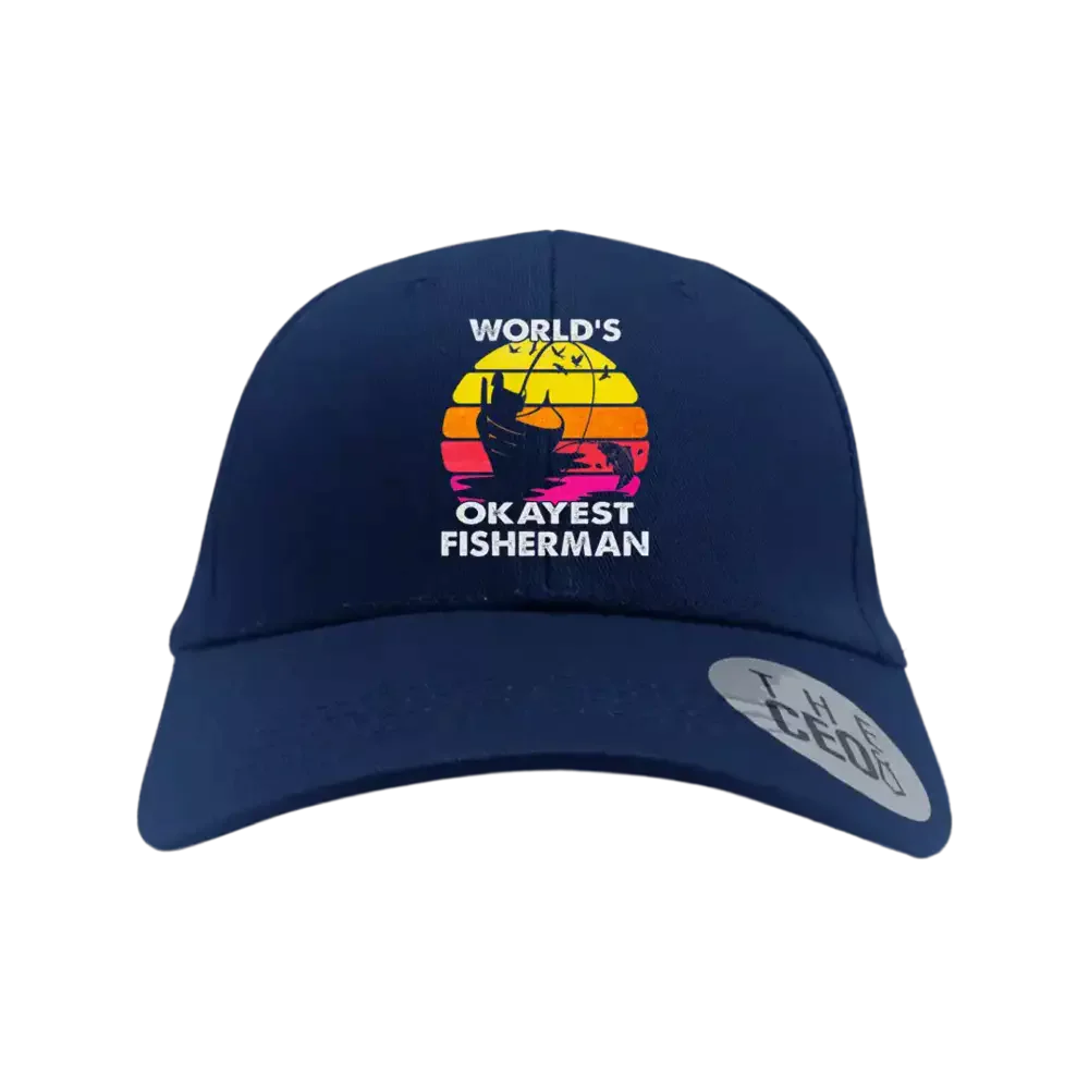 World's Okayest Fisherman Printed Baseball Hat
