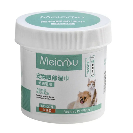 Pet Cleaning Wipes 150 Sheets Canine Feline Eye Ear Damp Cloth Tear Stain Eliminator Grooming Essentials Puppy Kitten Cleaner