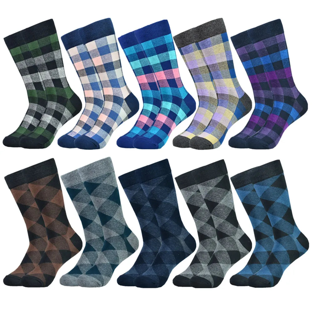 Men's Cotton Black Patterned Happy Colorful Funny Stylish Casual Business Dress Socks