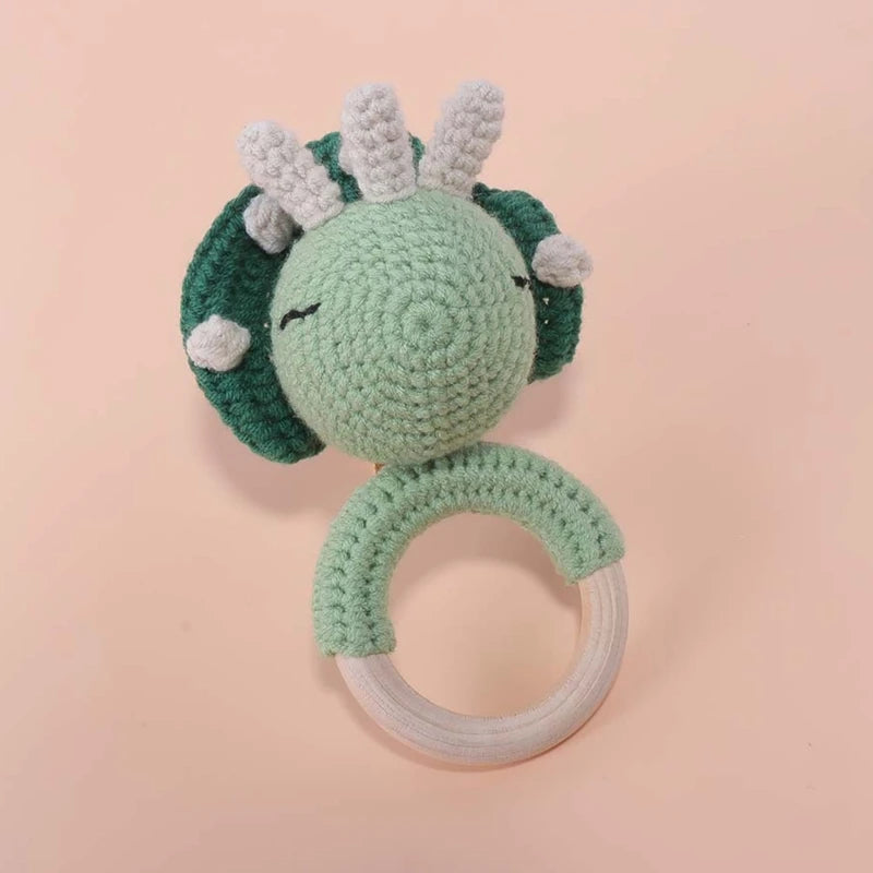 Newborn Gift Set 1 Pack Baby Rattle Toy/3pcs/set Pacifier Clip with Crochet Teether Suitable for 0-12 months Babies Dropship