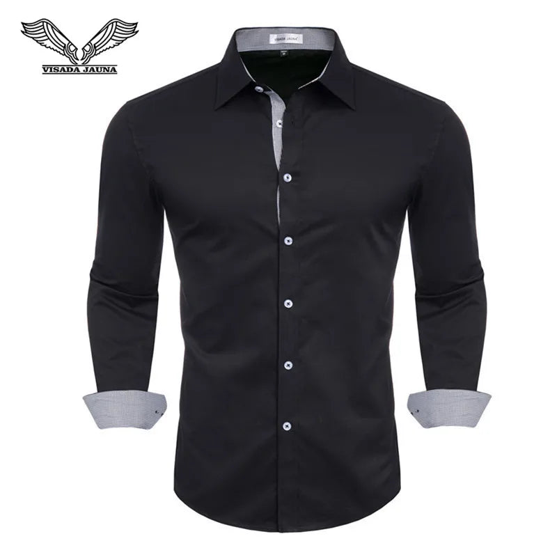 VISADA JUANA 2019 Mens Long Sleeve Dress Shirt High-quality Male Casual Tops Button Down Shirts Y73