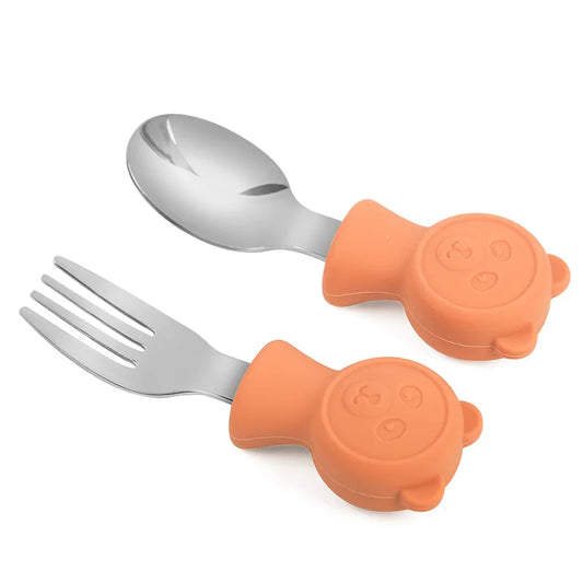 Cartoon Stainless Steel Kids Spoon Fork Set Baby Feeding Kid Children's Cutlery for Kids Food Feed Training Toddler Dinnerware