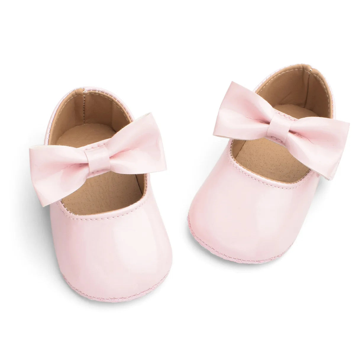 New Newborn Baby Girls Shoes Patent Leather Buckle First Walkers with Bow Red Black Pink White Soft Soled Non-slip Crib Shoes