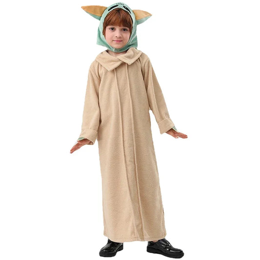 Yoda Costume Kids Star and Wars The Mandalorian Yoda Baby Cosplay Costume Hat Grogu Clothing Children Halloween Birthday Party G